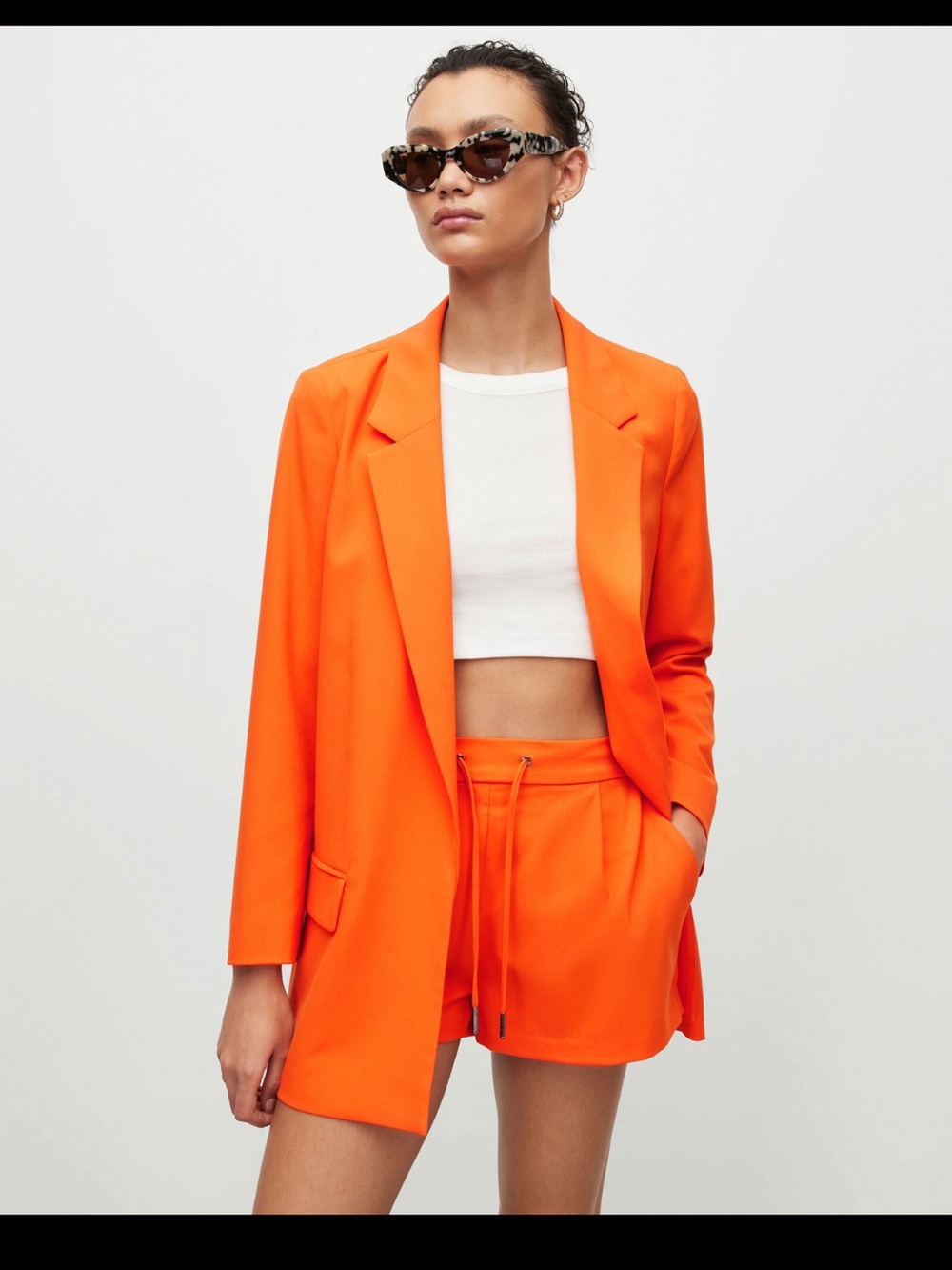 NWT ALLSAINTS Aleida Tri Blazer Vivid Orange US 8 UK 12 Lightweight
